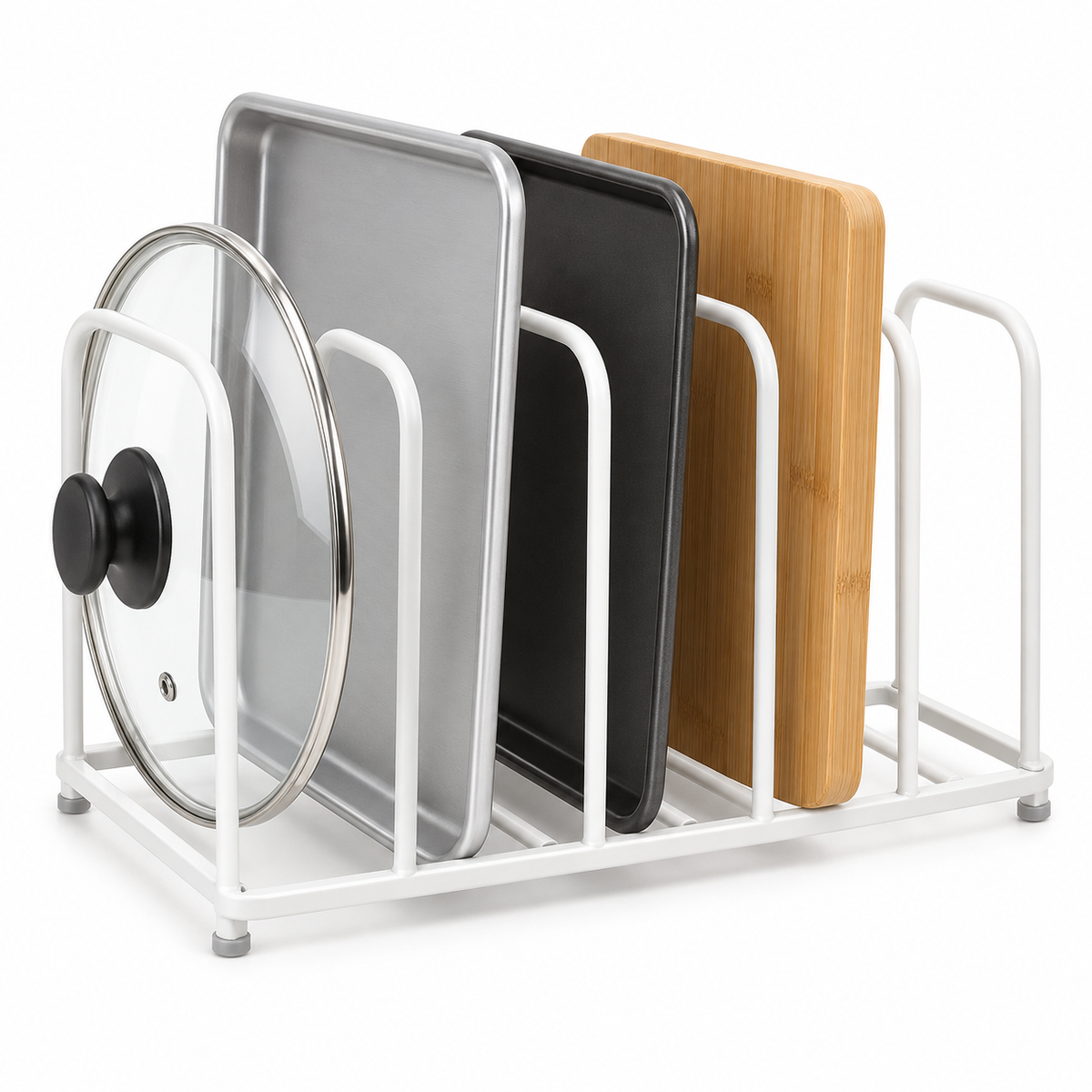 🍳 Kitchen Organizer | Metal Divider Rack | Cabinet & Counter Storage | Home Cooks & Families | Upright Space-Saving Design