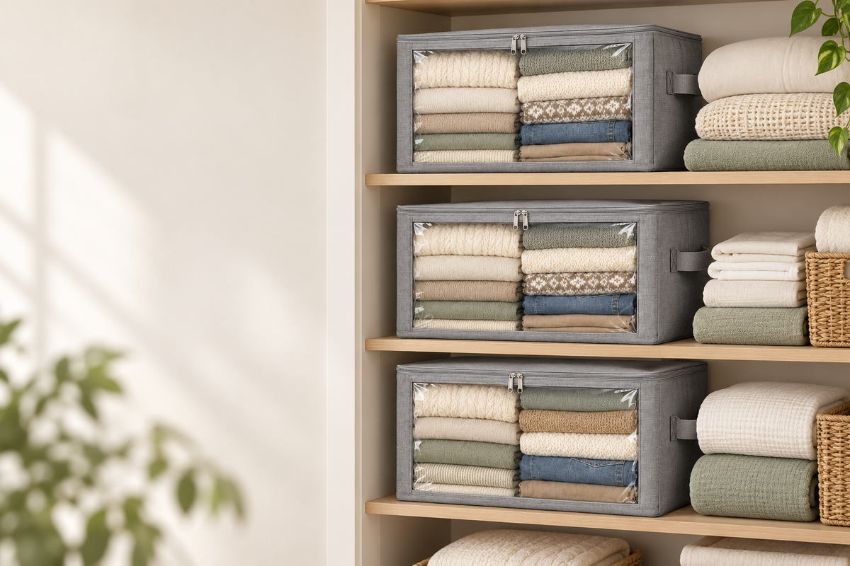👕 Closet Organizer | Fabric Storage Bags | Bedroom & Wardrobe Storage | Families & Homeowners | Clear-Window Stackable Design