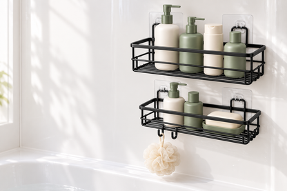 🚿 Shower Organizer | No-Drill Wall Caddy Set | Bathroom & Shower Storage | Families & Renters | Two-Tier Hanging Design