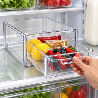 🧊 Fridge Organizer | Clear Storage Drawer Design | Kitchen & Refrigerator Use | Home Organization Essential