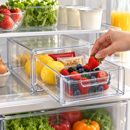 🧊 Fridge Organizer | Clear Storage Drawer Design | Kitchen & Refrigerator Use | Home Organization Essential