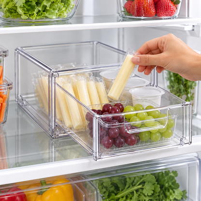 🧊 Fridge Organizer | Clear Storage Drawer Design | Kitchen & Refrigerator Use | Home Organization Essential