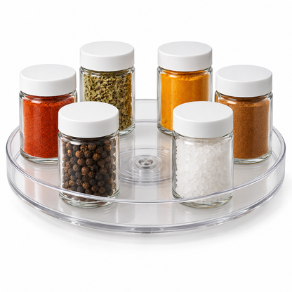 🌀 Pantry Essential | Clear Acrylic Kitchen Organizer | Effortless Rotating Access