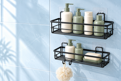 🚿 Shower Organizer | No-Drill Wall Caddy Set | Bathroom & Shower Storage | Families & Renters | Two-Tier Hanging Design