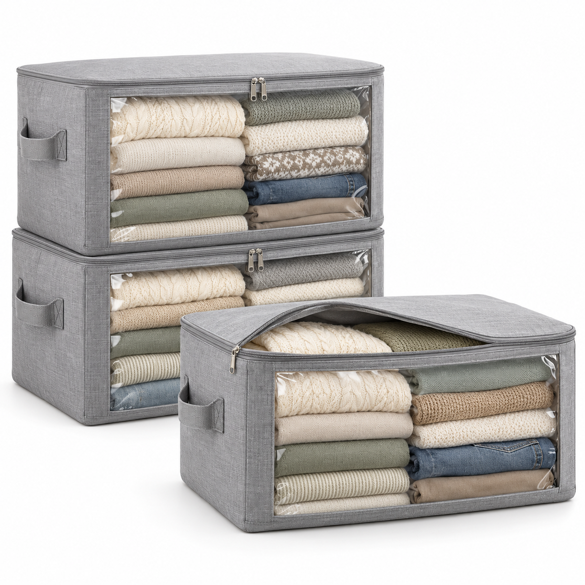 👕 Closet Organizer | Fabric Storage Bags | Bedroom & Wardrobe Storage | Families & Homeowners | Clear-Window Stackable Design