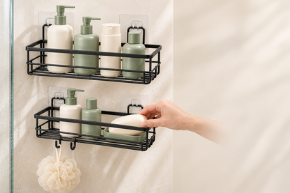 🚿 Shower Organizer | No-Drill Wall Caddy Set | Bathroom & Shower Storage | Families & Renters | Two-Tier Hanging Design