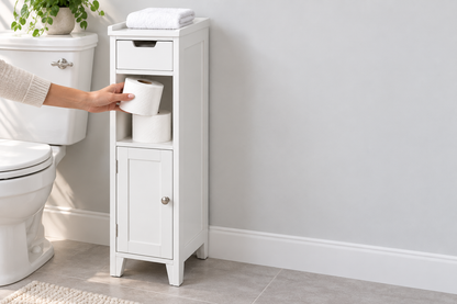 🧻 Bathroom Storage | Slim Freestanding Cabinet | Toilet & Small-Space Organization | Homeowners & Renters | Narrow Multi-Level Design