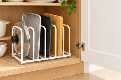 🍳 Kitchen Organizer | Metal Divider Rack | Cabinet & Counter Storage | Home Cooks & Families | Upright Space-Saving Design