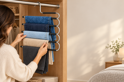 👖 Closet Essential | Multi-Tier Pants Hanger | Wardrobe & Bedroom Storage | Families & Fashion Lovers | Space-Saving S-Shaped Display
