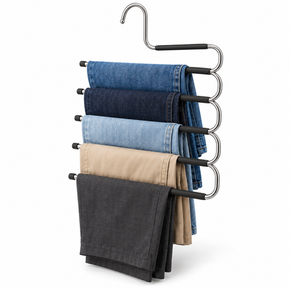 👖 Closet Essential | Multi-Tier Pants Hanger | Wardrobe & Bedroom Storage | Families & Fashion Lovers | Space-Saving S-Shaped Display