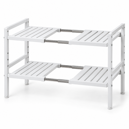 🧺 Space-Saving Organizer | Adjustable Storage Rack | Kitchen & Bathroom Use | Homeowners & Families