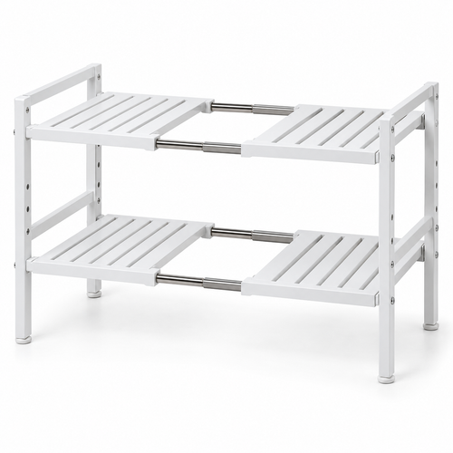 🧺 Space-Saving Organizer | Adjustable Storage Rack | Kitchen & Bathroom Use | Homeowners & Families