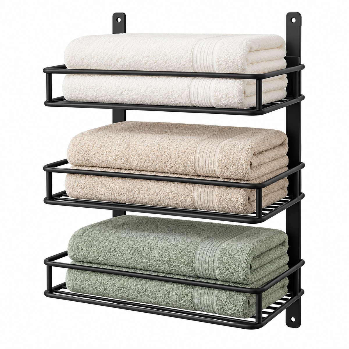 🛁 Towel Storage | Metal Wall-Mounted Rack | Bathroom & Linen Organization | Families & Homeowners | Three-Tier Hotel-Style Display